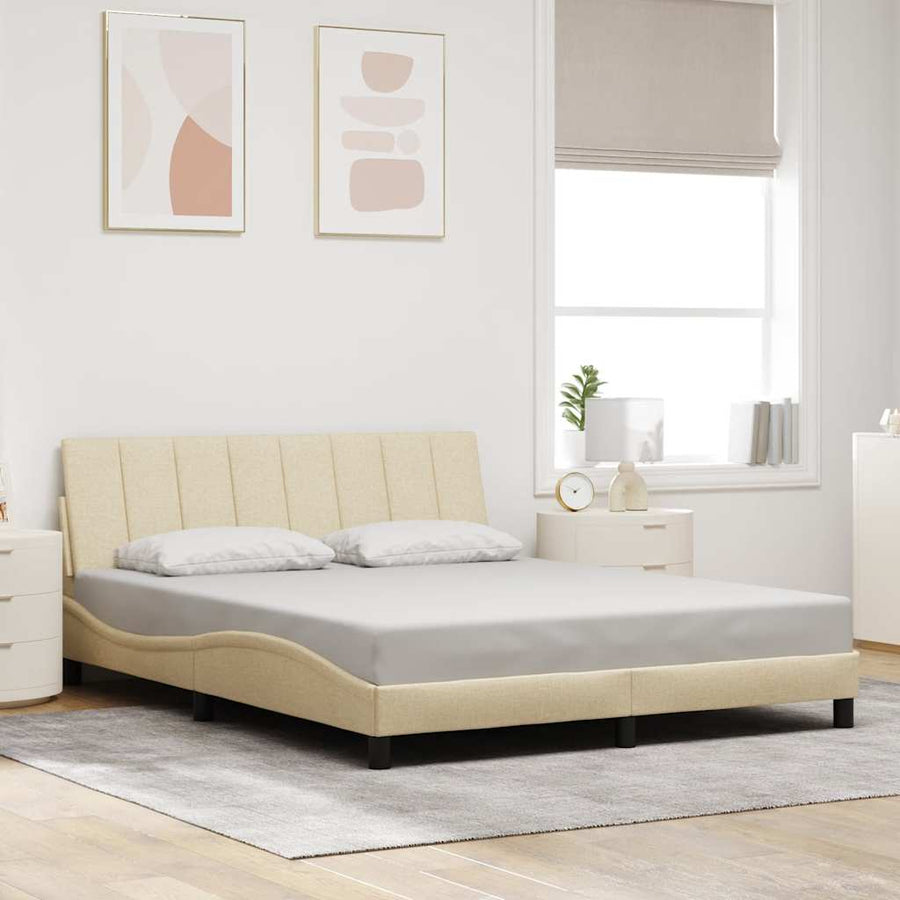 Bedframe zonder matras "Hanko" stof crèmekleurig 160x200 cm