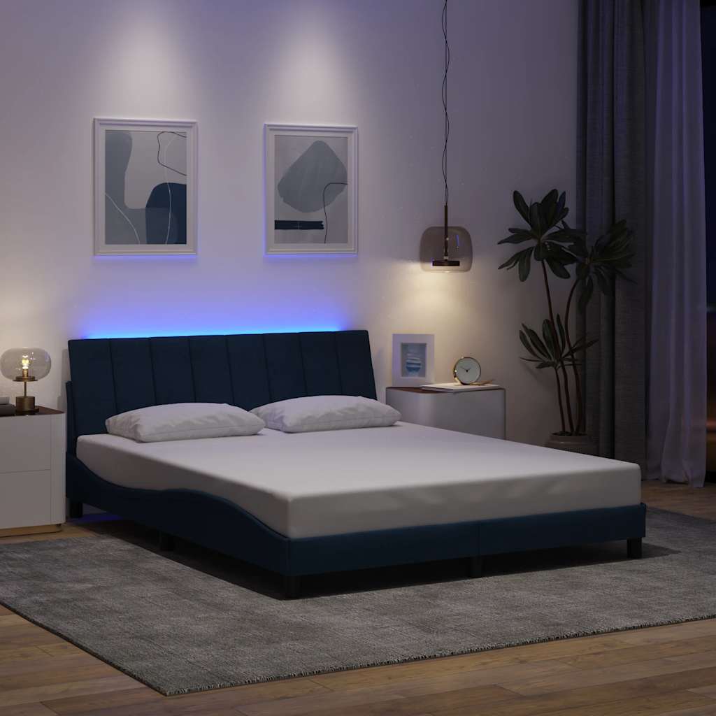 Bedframe Zonder Matras Stof 160 x 200 cm Blauw