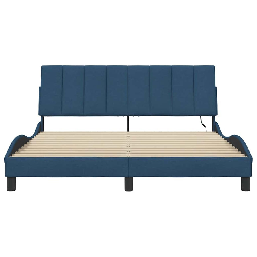 Bedframe Zonder Matras Stof 160 x 200 cm Blauw