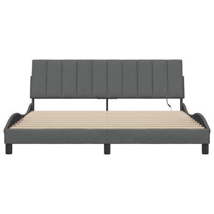 Bedframe zonder matras stof donkergrijs 180x200 cm