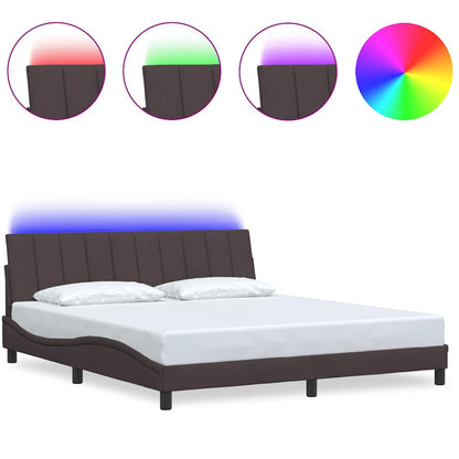 Bedframe zonder matras "Hanko" stof donkerbruin 180x200 cm
