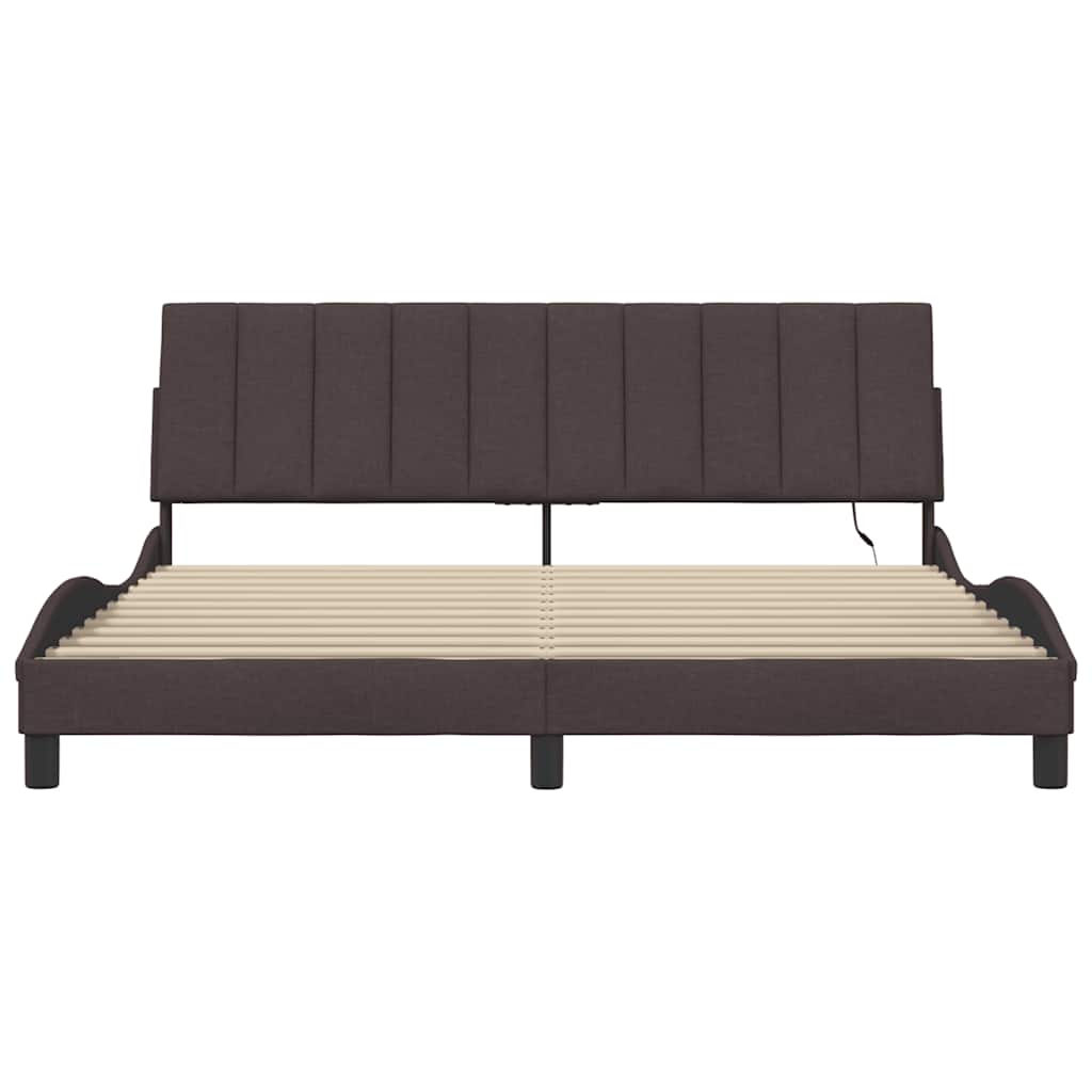 Bedframe zonder matras "Hanko" stof donkerbruin 180x200 cm