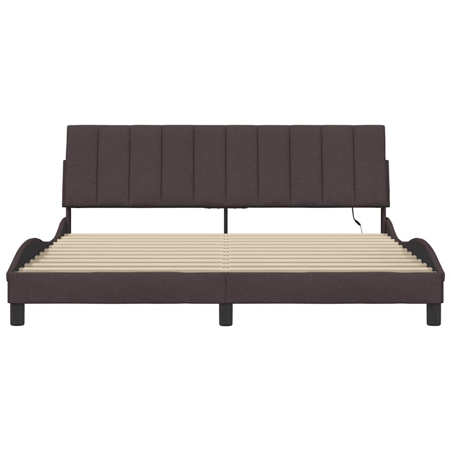 Bedframe zonder matras "Hanko" stof donkerbruin 180x200 cm