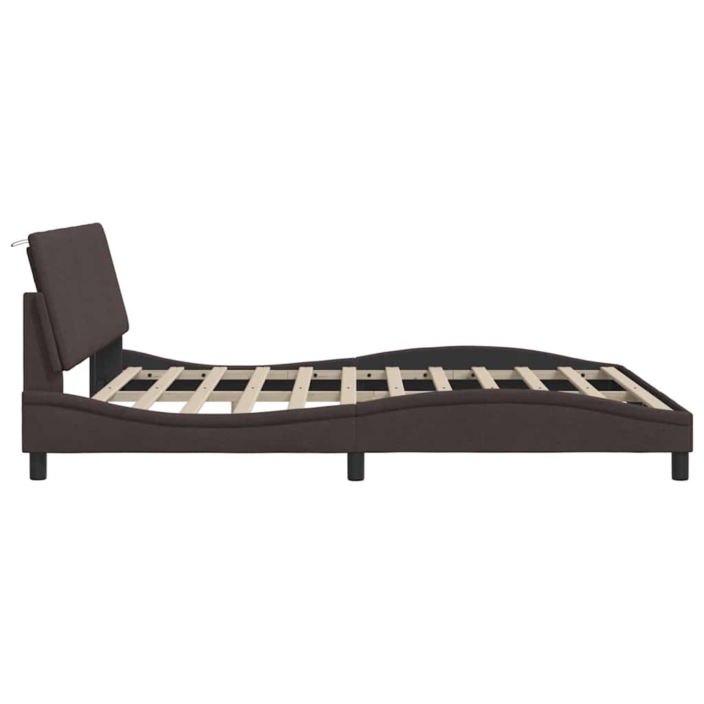 Bedframe zonder matras "Hanko" stof donkerbruin 180x200 cm
