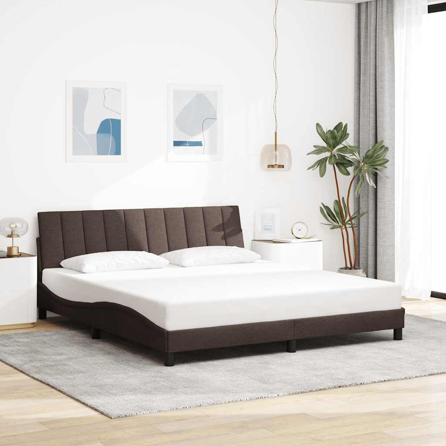 Bedframe zonder matras "Hanko" stof donkerbruin 180x200 cm