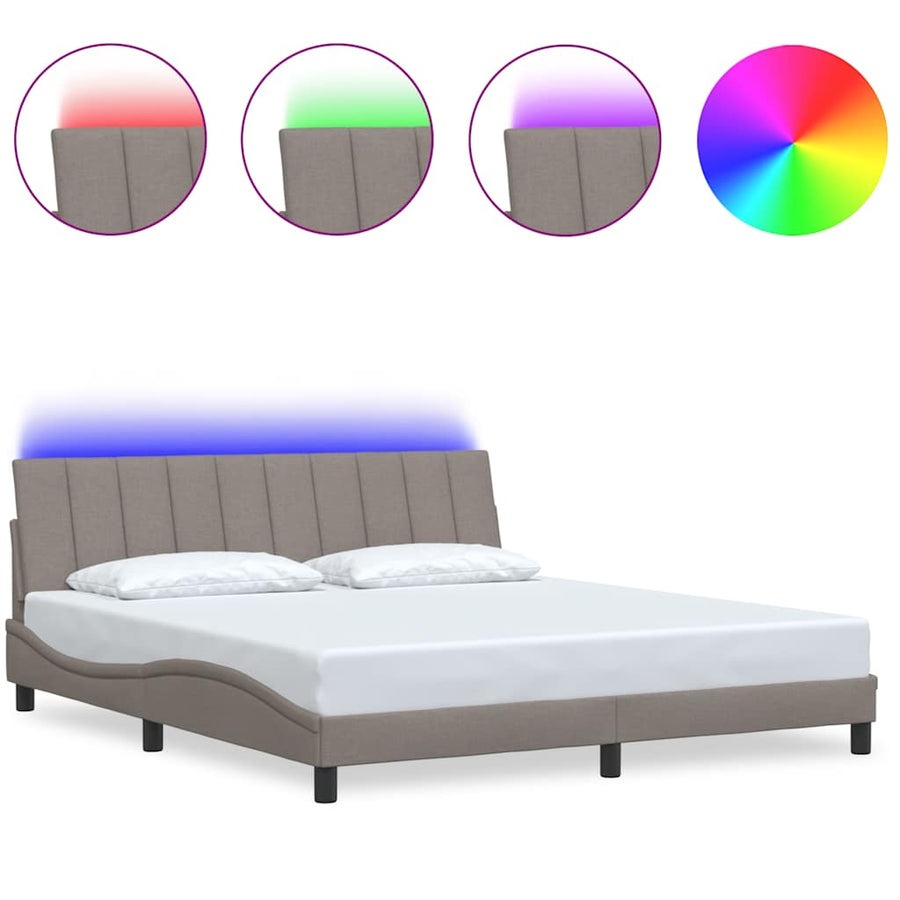 Bedframe Zonder Matras Stof 180 x 200 cm Taupe