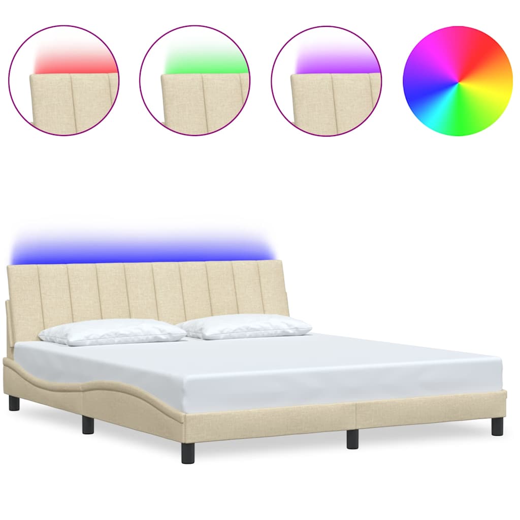 Bedframe Zonder Matras Stof Kleurig 180 x 200 cm Crème