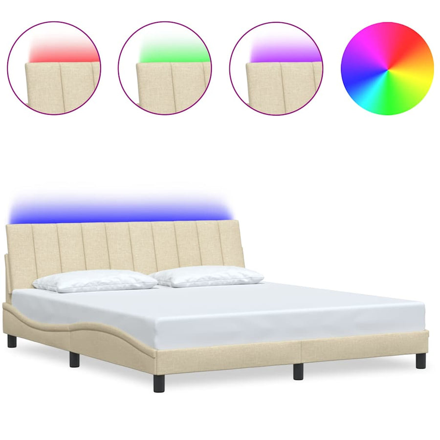 Bedframe Zonder Matras Stof Kleurig 180 x 200 cm Crème