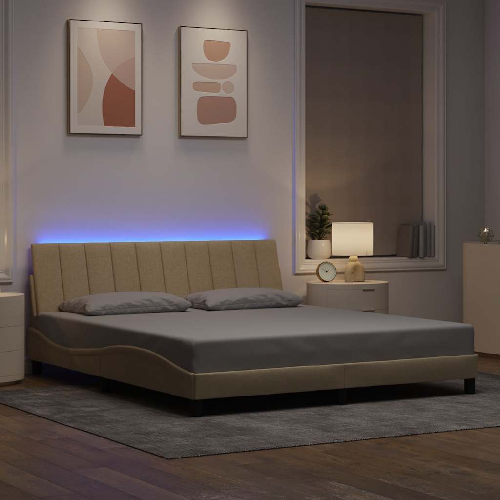 Bedframe Zonder Matras Stof Kleurig 180 x 200 cm Crème