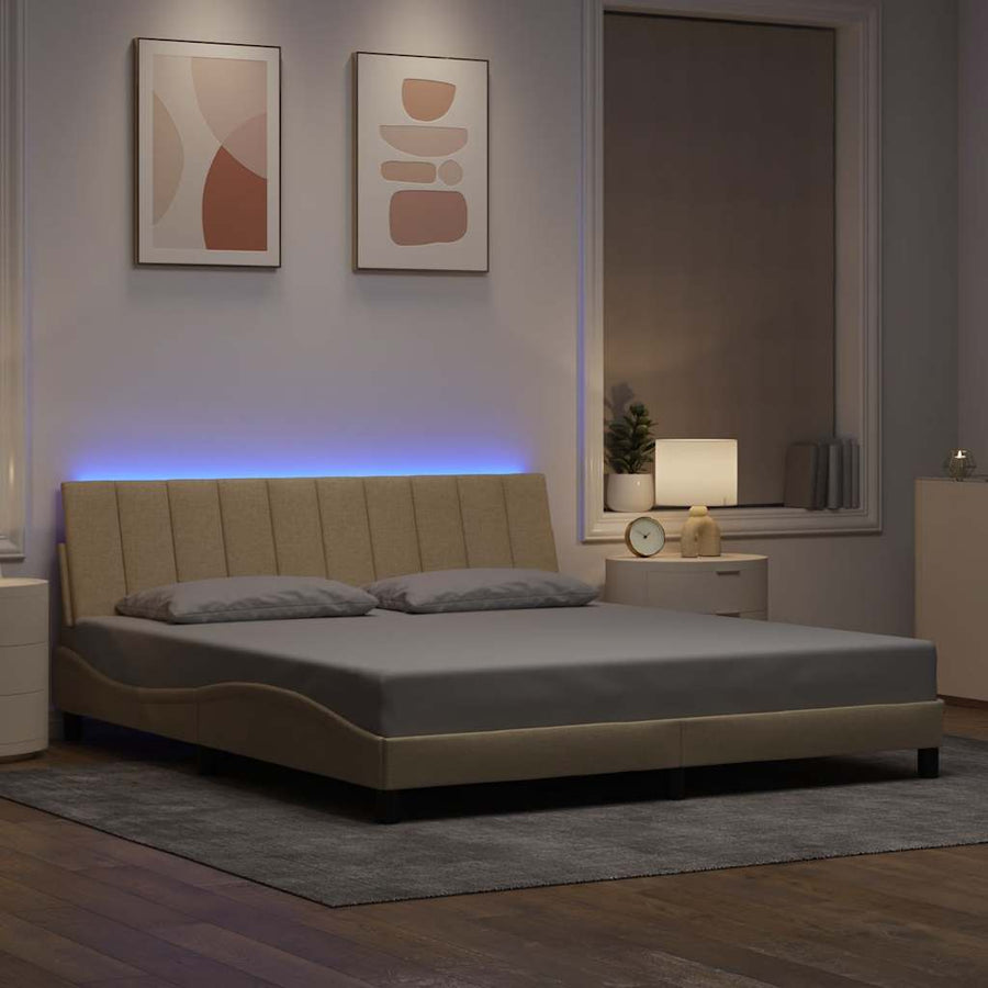 Bedframe Zonder Matras Stof Kleurig 180 x 200 cm Crème