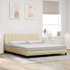 Bedframe 180x200 cm stof crèmekleurig