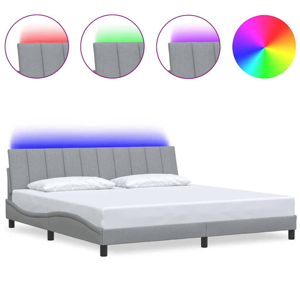 Bedframe zonder matras "Hanko" stof lichtgrijs 200x200 cm