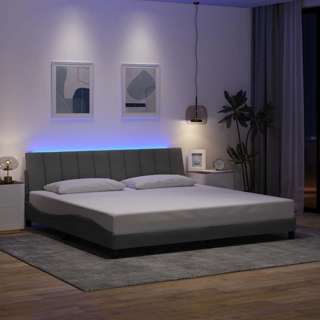Bedframe zonder matras "Hanko" stof lichtgrijs 200x200 cm