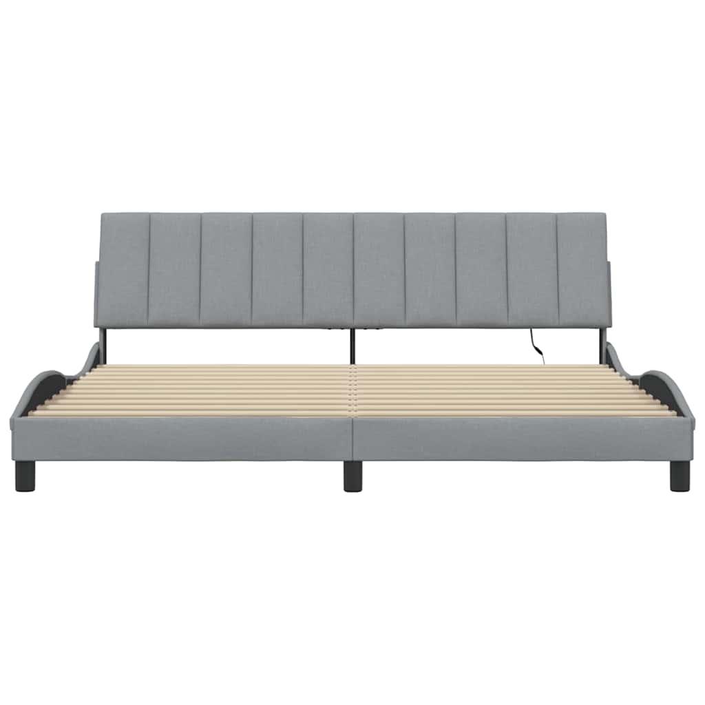 Bedframe zonder matras "Hanko" stof lichtgrijs 200x200 cm