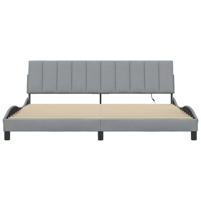Bedframe zonder matras "Hanko" stof lichtgrijs 200x200 cm