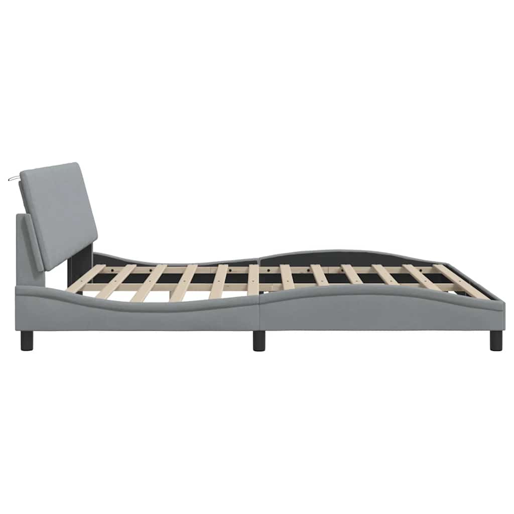 Bedframe zonder matras "Hanko" stof lichtgrijs 200x200 cm