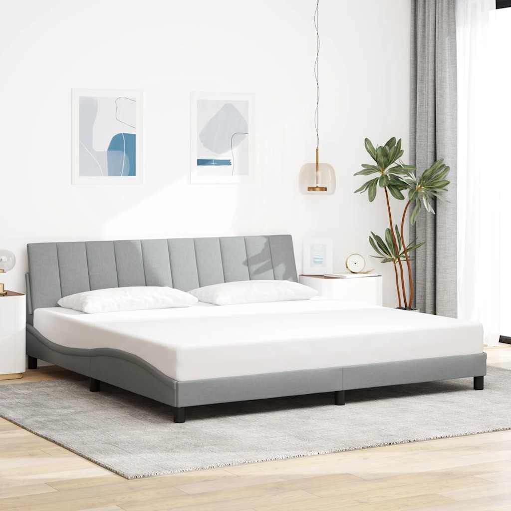 Bedframe zonder matras "Hanko" stof lichtgrijs 200x200 cm