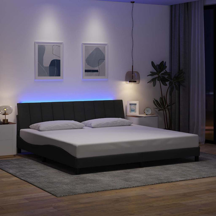 Bedframe zonder matras stof donkergrijs 200x200 cm