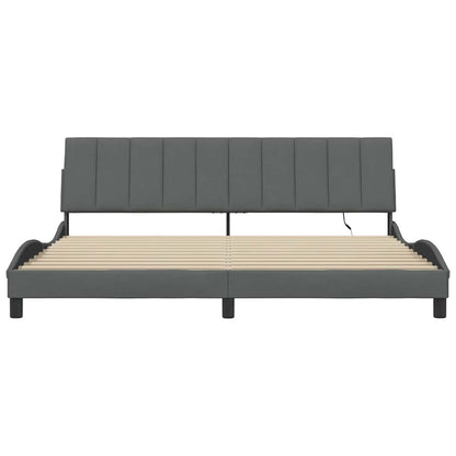 Bedframe zonder matras stof donkergrijs 200x200 cm
