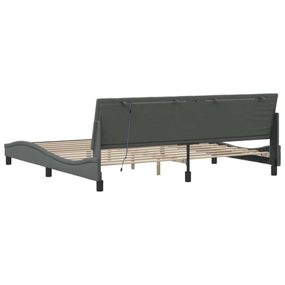 Bedframe zonder matras stof donkergrijs 200x200 cm