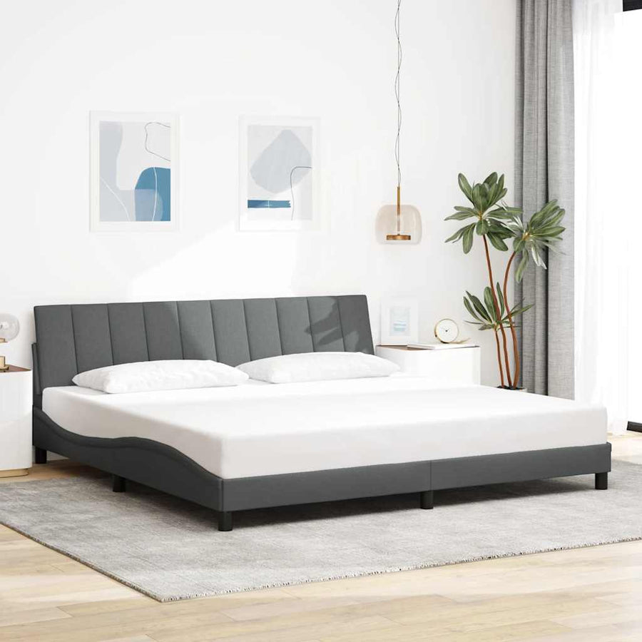 Bedframe zonder matras stof donkergrijs 200x200 cm