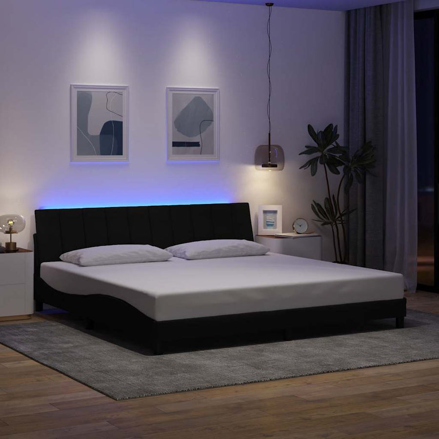 Bedframe zonder matras "Hanko" stof zwart 200x200 cm
