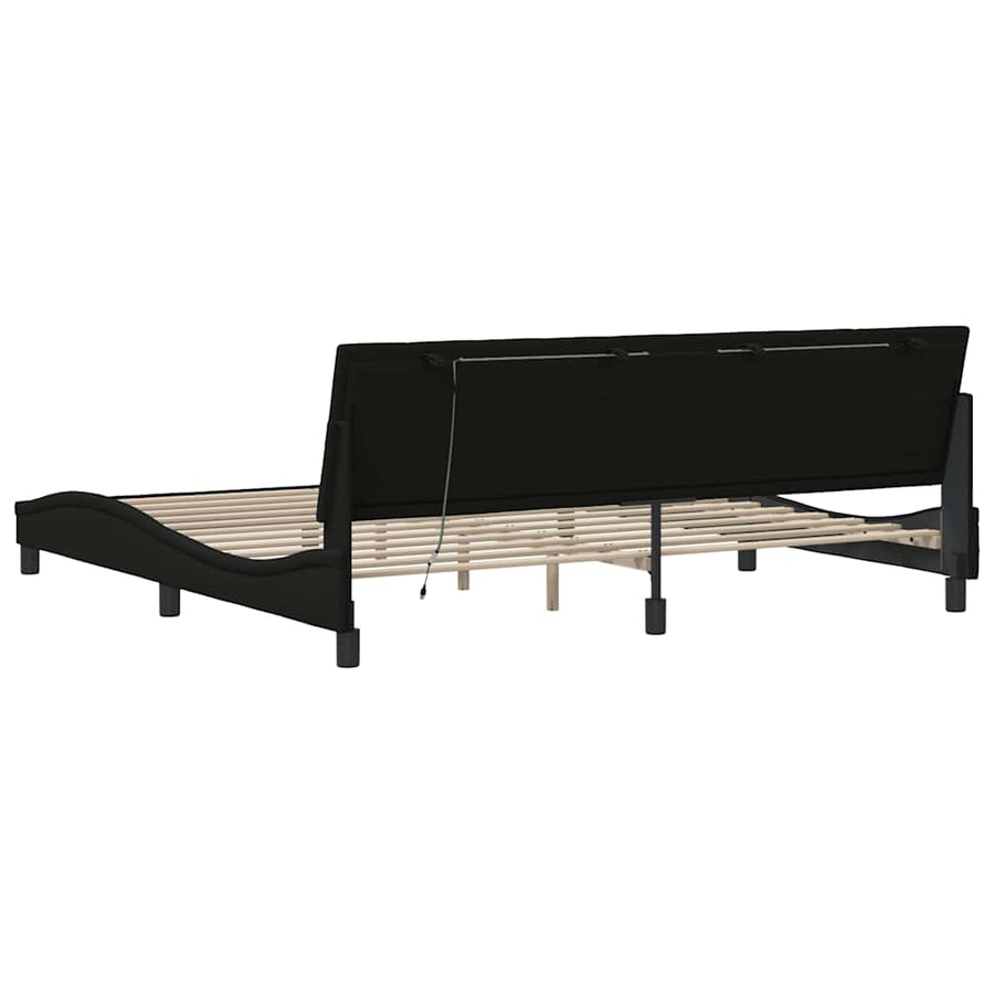 Bedframe zonder matras "Hanko" stof zwart 200x200 cm