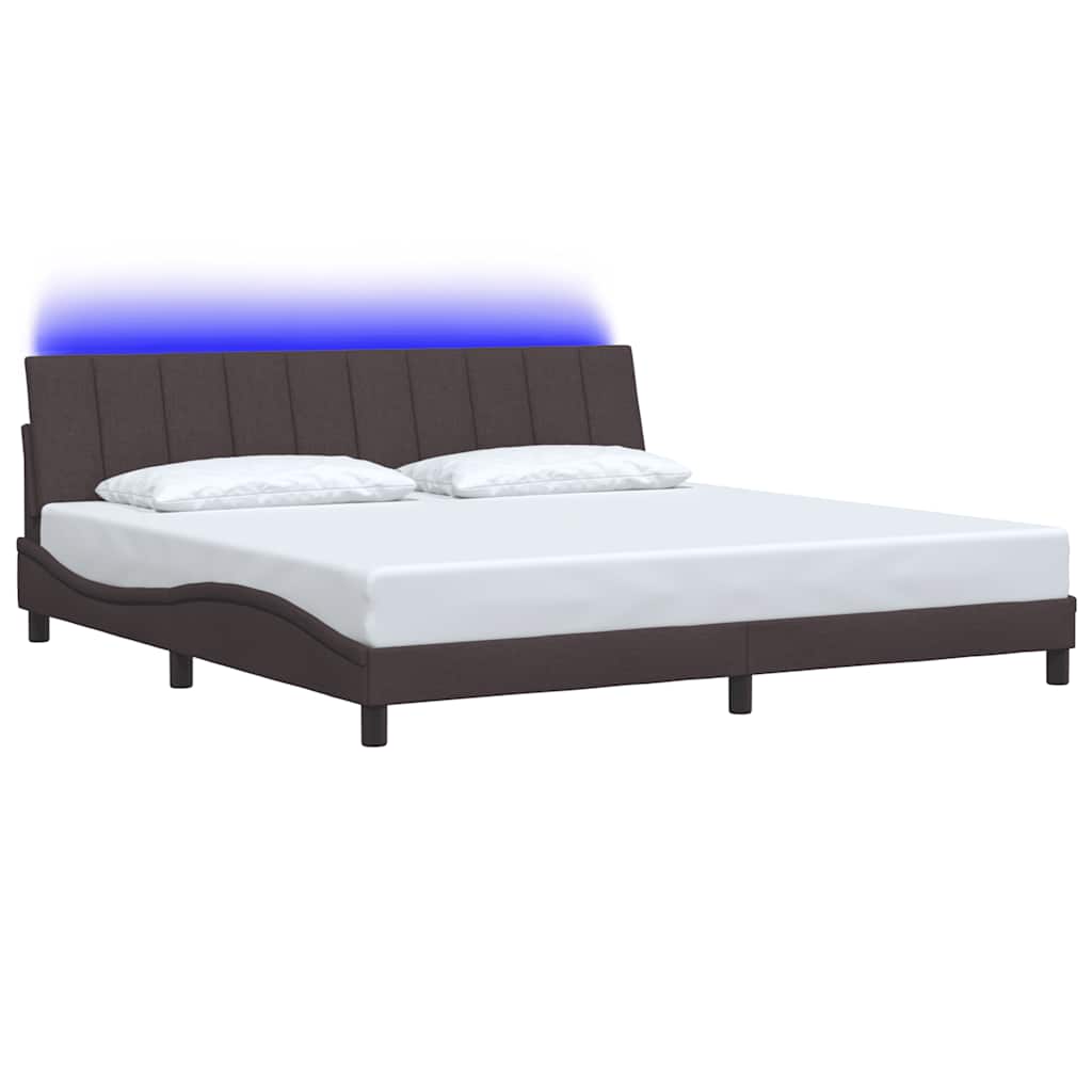 Bedframe zonder matras stof donkerbruin 200x200 cm