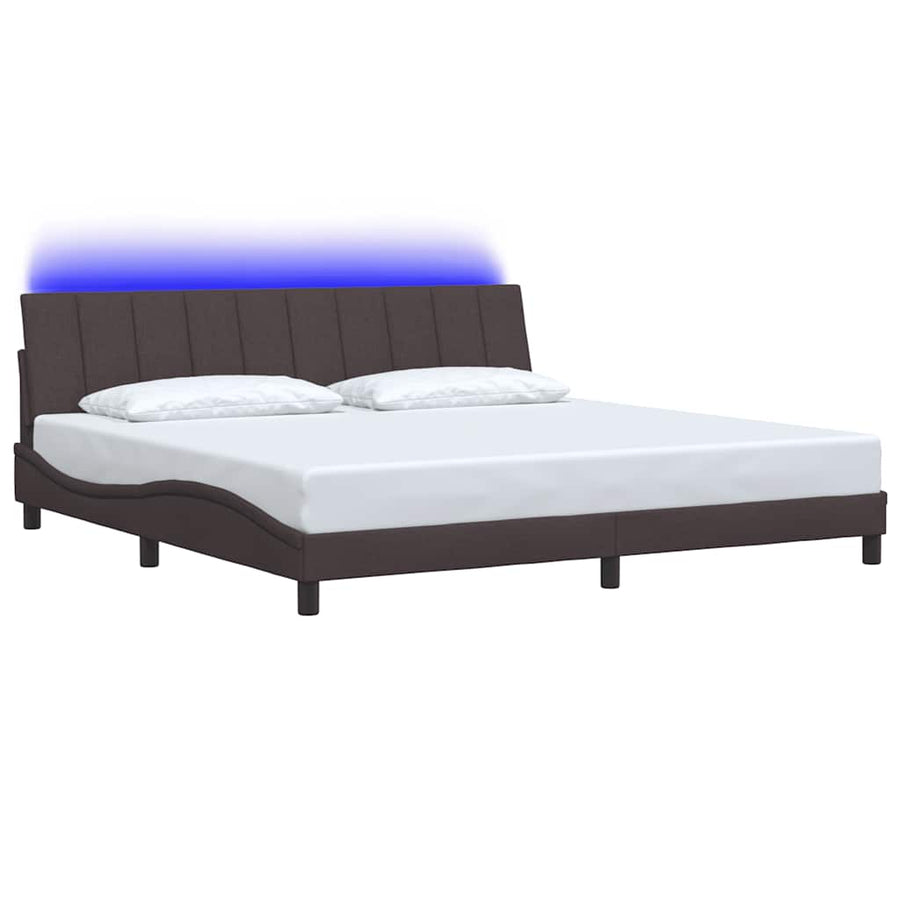 Bedframe zonder matras stof donkerbruin 200x200 cm