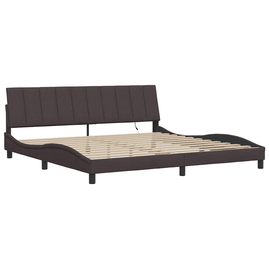 Bedframe zonder matras stof donkerbruin 200x200 cm