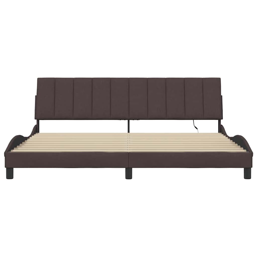 Bedframe zonder matras stof donkerbruin 200x200 cm