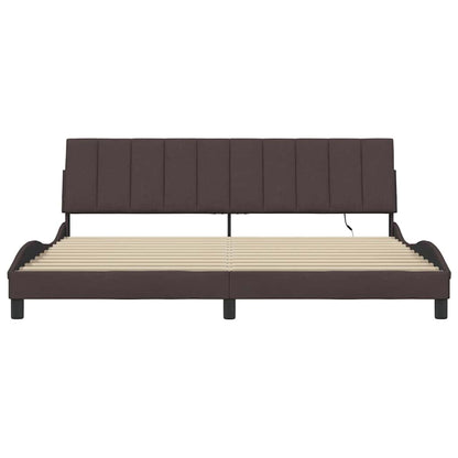 Bedframe zonder matras stof donkerbruin 200x200 cm
