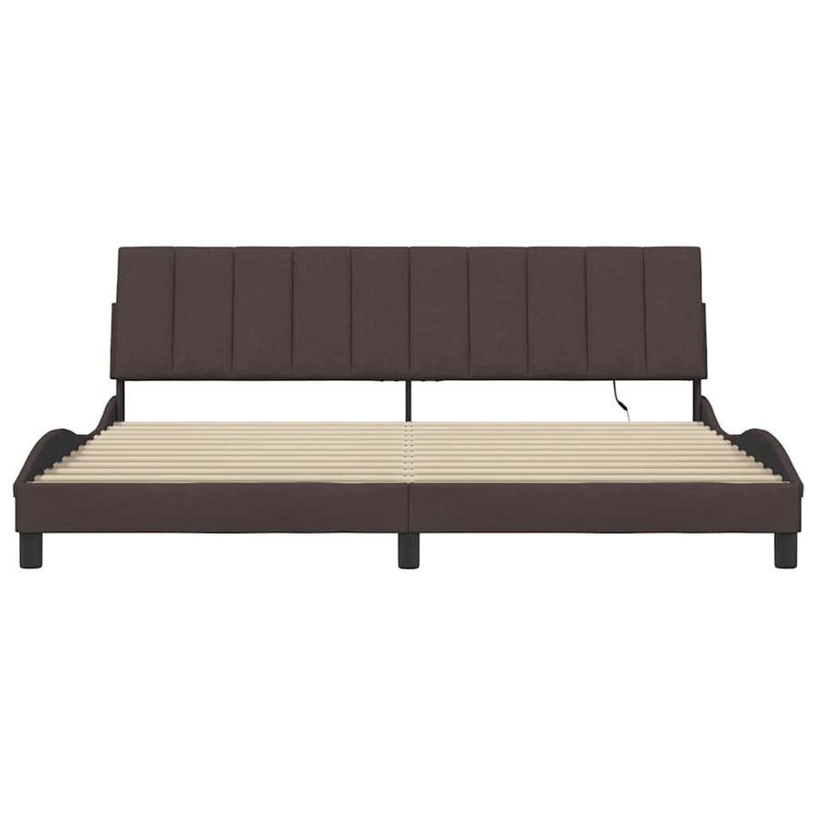 Bedframe zonder matras stof donkerbruin 200x200 cm