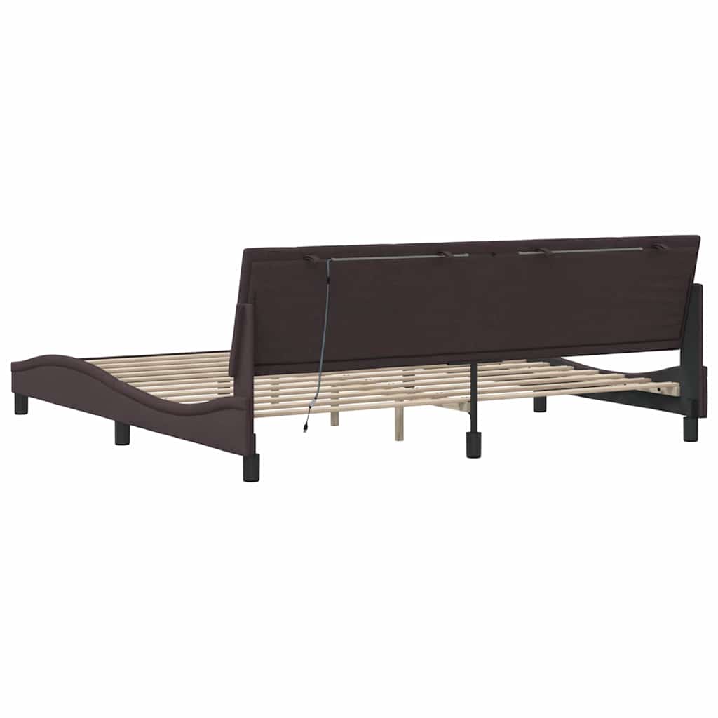 Bedframe zonder matras stof donkerbruin 200x200 cm