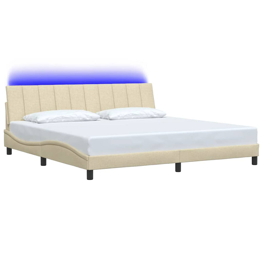 Bedframe zonder matras "Hanko" stof crèmekleurig 200x200 cm
