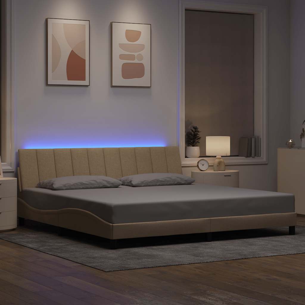 Bedframe zonder matras "Hanko" stof crèmekleurig 200x200 cm