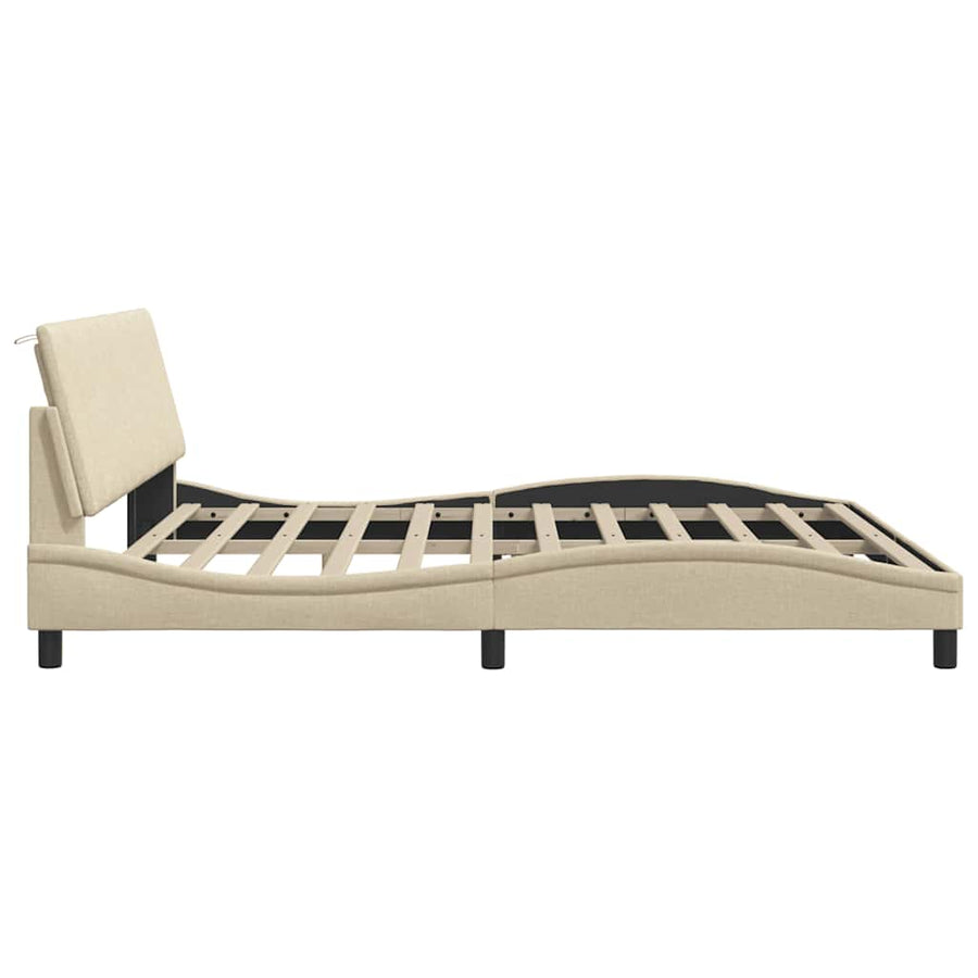 Bedframe zonder matras "Hanko" stof crèmekleurig 200x200 cm