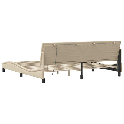 Bedframe zonder matras "Hanko" stof crèmekleurig 200x200 cm