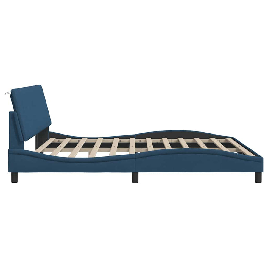 Bedframe zonder matras "Hanko" stof blauw 200x200 cm