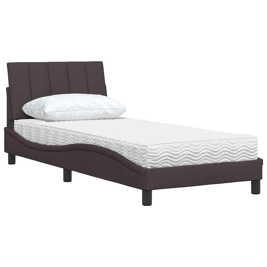 Bed Met Matras Stof 80 x 200 cm Donkerbruin