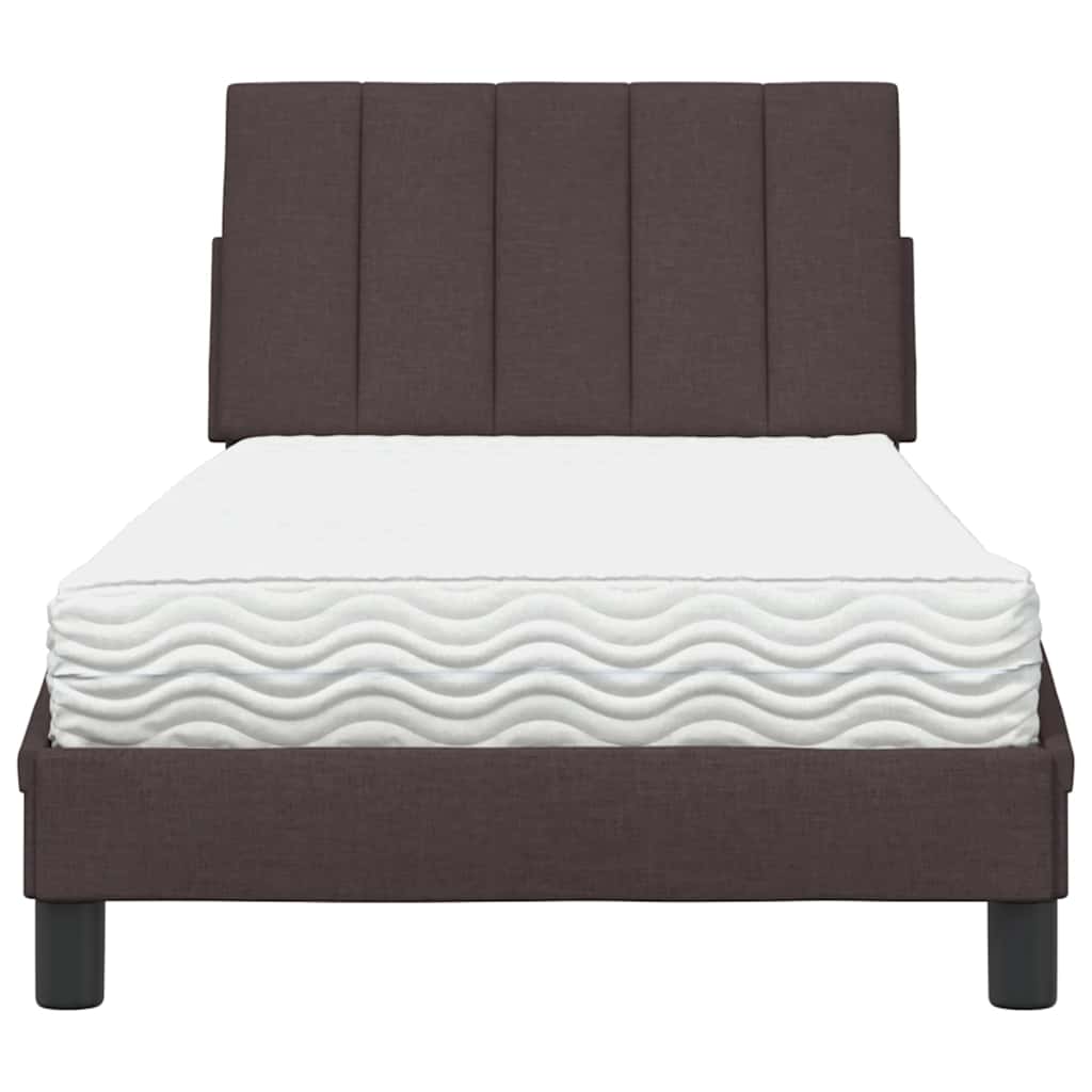 Bed Met Matras Stof 80 x 200 cm Donkerbruin