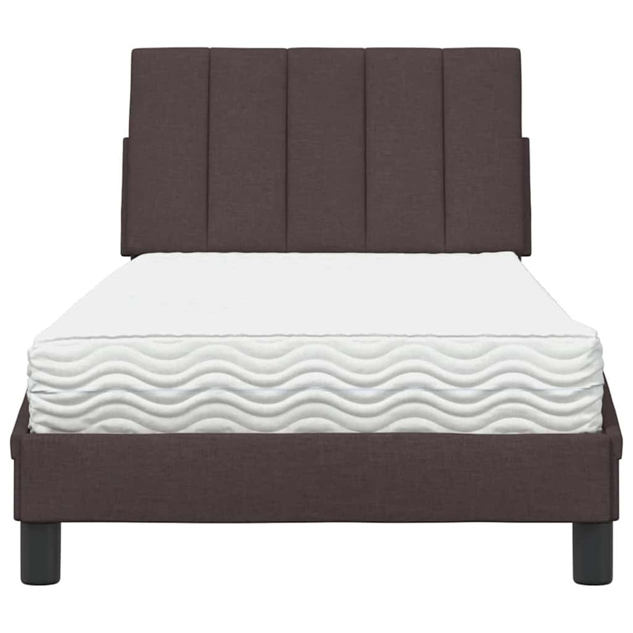 Bed Met Matras Stof 80 x 200 cm Donkerbruin