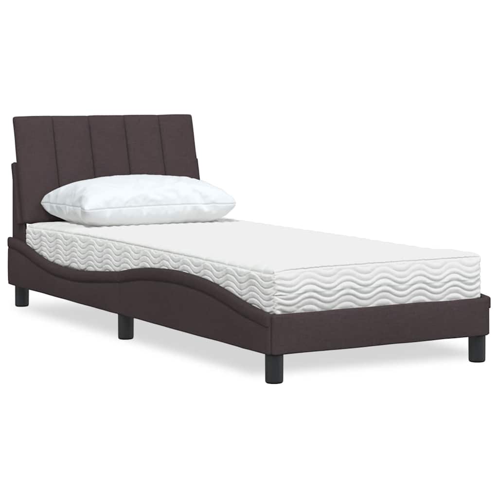 Bed Met Matras Stof 80 x 200 cm Donkerbruin