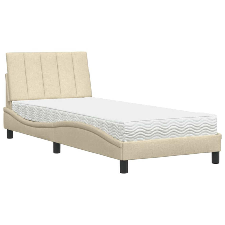 Bed met matras stof crèmekleurig 80x200 cm