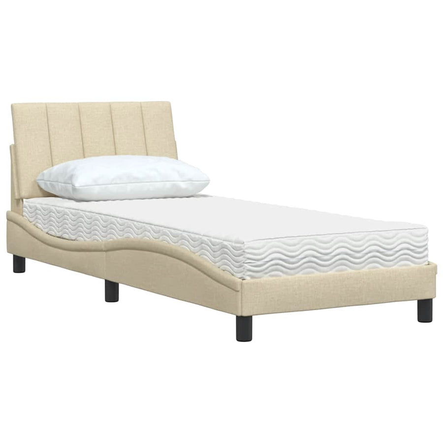 Bed met matras stof crèmekleurig 80x200 cm