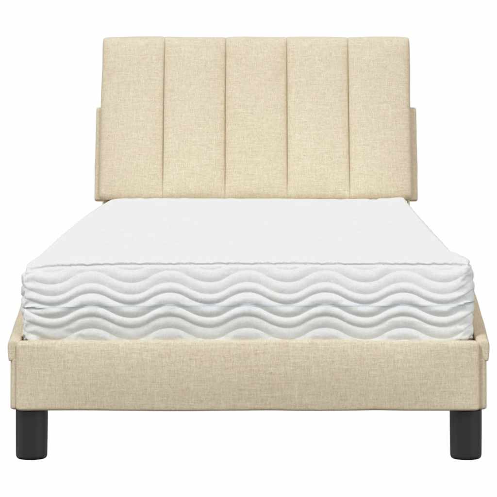 Bed met matras stof crèmekleurig 80x200 cm