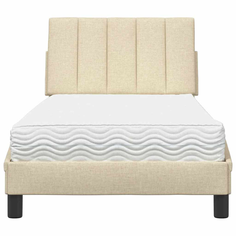 Bed met matras stof crèmekleurig 80x200 cm