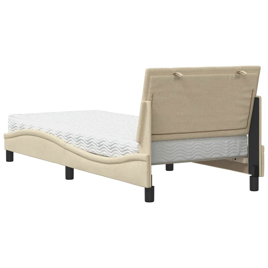 Bed met matras stof crèmekleurig 80x200 cm