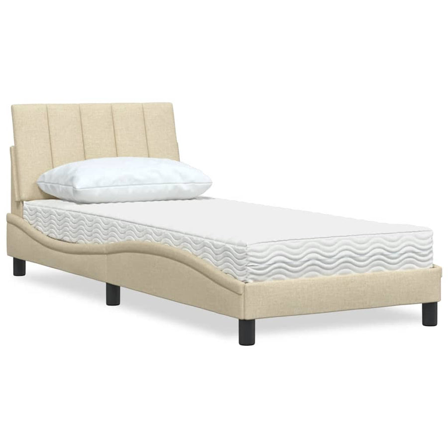 Bed met matras stof crèmekleurig 80x200 cm