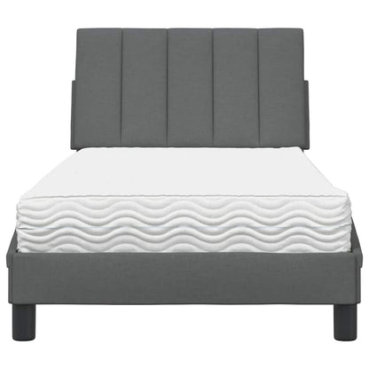 Bed met matras stof donkergrijs 90x190 cm